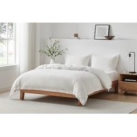 Brosa Washed Linen Cotton Quilt Cover Set (White, Queen)