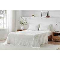 Brosa Washed Linen Cotton Bed Sheet Set (White, King)