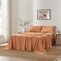 Brosa Stonewashed Cotton Sheet Set (Terracotta, Queen)