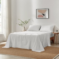 Brosa Stonewashed Cotton Sheet Set (White, Queen)