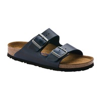 Birkenstock Unisex Arizona Oiled Leather Soft Footbed Sandals (Blue, Size 36 EU)