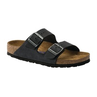 Birkenstock Arizona Oiled Leather Soft Footbed Regular Fit Sandal (Black, Size 43 EU)
