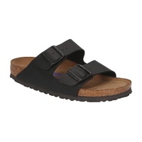 Birkenstock Women's Arizona Suede Leather Soft Footbed Sandals (Black, Size 37 EU)