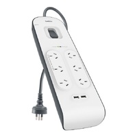 Belkin 6-Outlet Surge Protection with 2m Cord with 2-USB charging ports 2.4 amp