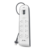 Belkin 8 Outlet Surge Protected Power Board  2USB Outlets 2m Cable