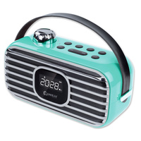 Sansai Classical Bluetooth Speaker FM Radio LED Alarm Clock Blue 