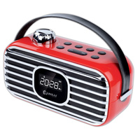 Sansai Classical Bluetooth Speaker FM Radio LED Alarm Clock Red