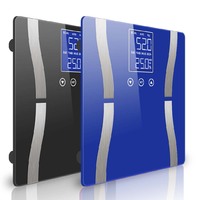 SOGA 2X Glass LCD Digital Body Fat Scale Bathroom Electronic Gym Water Weighing Scales Black/Blue