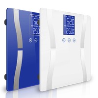 SOGA 2X Glass LCD Digital Body Fat Scale Bathroom Electronic Gym Water Weighing Scales Blue