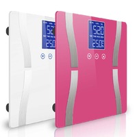 SOGA 2X Digital Body Fat Scale Bathroom Scales Weight Gym Glass Water LCD Pink/White