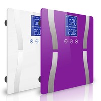 SOGA 2X Digital Body Fat Scale Bathroom Scales Weight Gym Glass Water LCD Purple/White