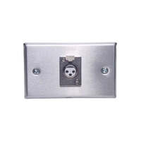 Redback 3 Pin XLR Dual Horizontal Steel Microphone Wallplate