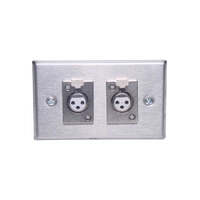 Redback 3 Pin XLR Dual Horizontal Steel Microphone Wallplate