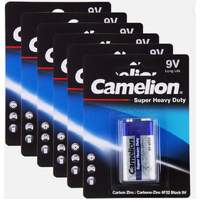 Camelion Super Heavy Duty 9V 6F22 Block Power Carbon Zinc Batteries 6PK