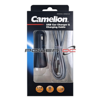 Camelion 12-24V DC USB Car Charger 2.4A Lightening Cable for iPad iPhone & iPod