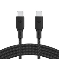 Belkin BoostCharge Braided USB-C to USB-C Cable (3M) - Black (CAB014bt3MBK), 5A/100W, 480Mbps, 30K+ Bends, Apple, USB-IF Certified, 2 Years Warranty