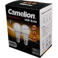 Camelion 11W LED Light Globe E27 Edison Screw Warm White 2700K 1050lm 2 Pack
