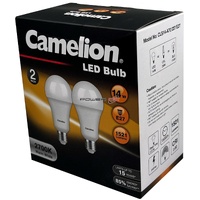 Camelion 14W LED Light Globe E27 Edison Warm White 2700K 1520lm 2 Pack