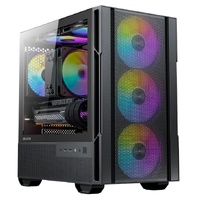 OKINOS Cypress 3 ARGB Micro ATX Case, 4 × 120mm ARGB Non-PWM Case Fans Pre-Installed, MATX PC Case, Temper Glass Side Panel, with Type-C, Black
