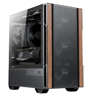 OKINOS Cypress 3 Genuine Walnut Wood MicroATX  with 4×120mm, USB-C, 3 Pin Non-PWM Case Fans Pre-Installed,Temper Glass Side Panel, Case