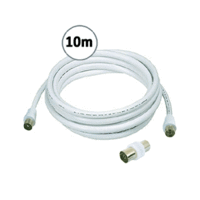 Sansai Coaxial PAL Male to PAL Male Cable with Adaptor TV Aerial Lead 10m White