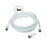 Sansai Coaxial PAL Male to PAL Male Cable with Adaptor TV Aerial Lead 3m White