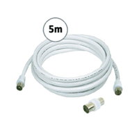 Sansai Coaxial PAL Male to PAL Male Cable with Adaptor TV Aerial Lead 5m White
