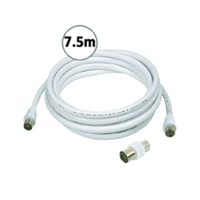 Sansai Coaxial PAL Male to PAL Male Cable with Adaptor TV Aerial Lead 7.5m White
