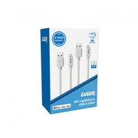Laser MFi Lightning to USB-A Fast Charging 2m Cable 2 Pack White