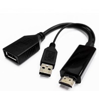 8ware HDMI to Display Port DP Male to Display Port Female with USB Adapter Cable
