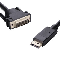 8ware Black 2m Display Port DP to DVI 2 Gold Flash Male Connectors RC-DPDVI-2