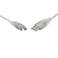 8Ware USB 2.0 Cable 3m A to B 5 Pin Mini Transparent Metal Sheath UL Approved