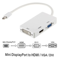 Astrotek 3 in1 Thunderbolt Mini DP Display Port to HDMI DVI VGA Adapter Cable for MacBook Air/Pro 32AWG OD5.0MM, Gold plated, White ~CB8W-GC-MDPDHV