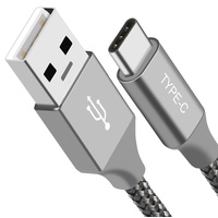 Astrotek 1m USB-C 3.1 Type-C Data Sync Charger Cable Silver Strong Braided