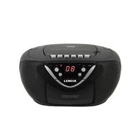 Lenoxx CD815 Black Portable Boombox CD-R CD-RW Cassete Tape Player AM FM Radio