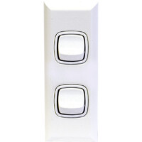 HPM 10Amp 240V Dual Flush Mounting Switch with Snap on Excel White Cover Plate