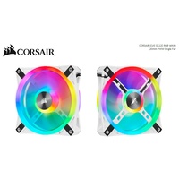 Corsair QL120 RGB White ICUE 120mm RGB LED PWM Fan 26dBA 41.8 CFM Single Pack