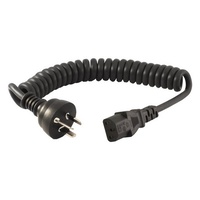 Doss 2m Curly IEC-C13 Appliance Cord Power Lead Black