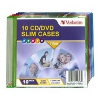 Verbatim Slim CD or DVD Case 10 Pack Coloured Slim Cases