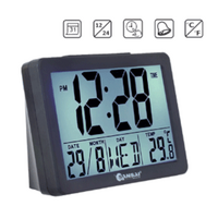 Sansai Large LCD Digital Display Clock with Time Date Alarm Snooze Temperature