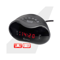 Sansai Red back lighted LED display AM FM Alarm Clock Radio with snooze New