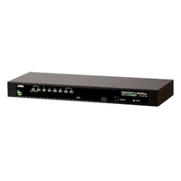 Aten Rackmount KVM Switch 8 Port VGA PS/2-USB, 1x Console cable (VGA, USB, PS/2; 27 cm/0.88 ft) Included, Selection Via Front & USD Menu