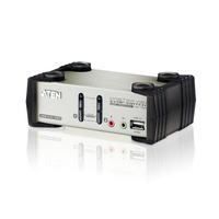 Aten Desktop KVMP Switch 2 Port Single Display VGA w/ audio & OSD, 2x Custom KVM Cables Included, 2x USB Port, Selection Via Front Panel