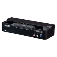 Aten 2-Port USB 3.0 8K DisplayPort KVMP™ Switch, Up to 7680 × 4320 @ 60 Hz, 5120 × 2880 @ 60 Hz, Supports daisy-chaining and displa (Cables included)