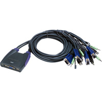 ATEN 4 Port USB KVM Switch Inc 90cm Cables Built In Controls Four USB computers