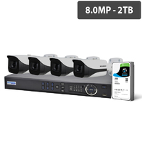 Professional 8 Channel 8.0MP HDCVI Surveillance Kit (4 x Fixed Cameras, 2TB HDD)