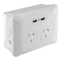Clip over Wall Plate Adaptor 3 pin AC plug Clip over USB And 2x AC GPO
