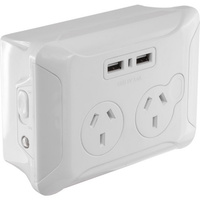 EVERSURE Clip Over Wall Plate with  2 Port USB 3.4A & 2GPO Sensor Night Light 