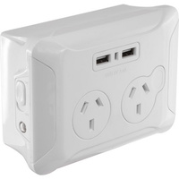 EVERSURE Clip Over Wall Plate With USB Double Gpo Night Light AC