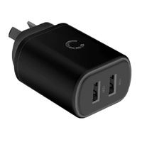 Cygnett PowerPlus 12W Dual Port Wall Charger - Black (CY3672PDWLCH), 2x USB-A (12W), Lightweight & Compact Design, Charge 2x Devices, 2 Years Warranty